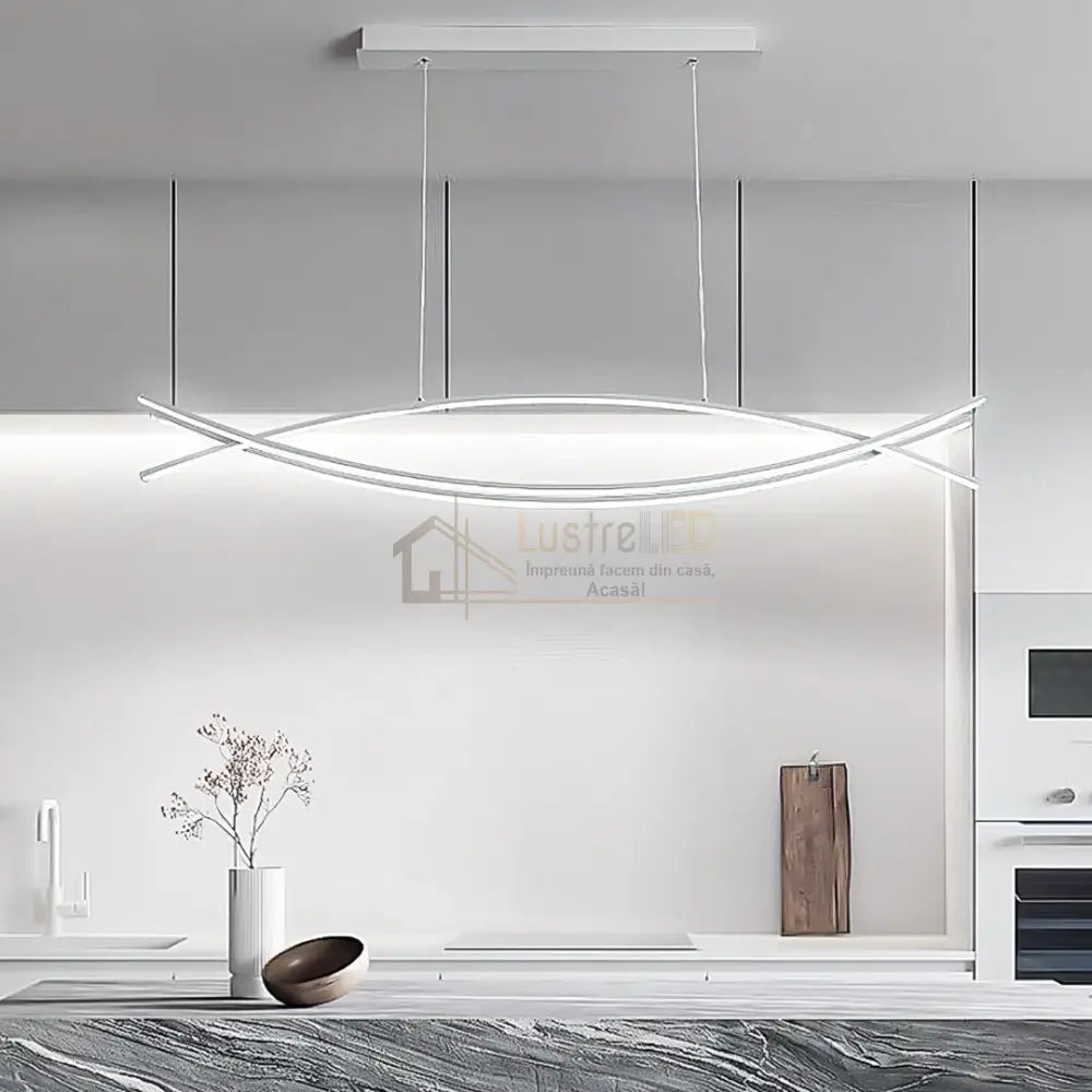 Lustra LED 80W OFFICE Suspendata WHITE cu Telecomanda WHITE / 120CM / SUSPENDATE Lighting Fixtures