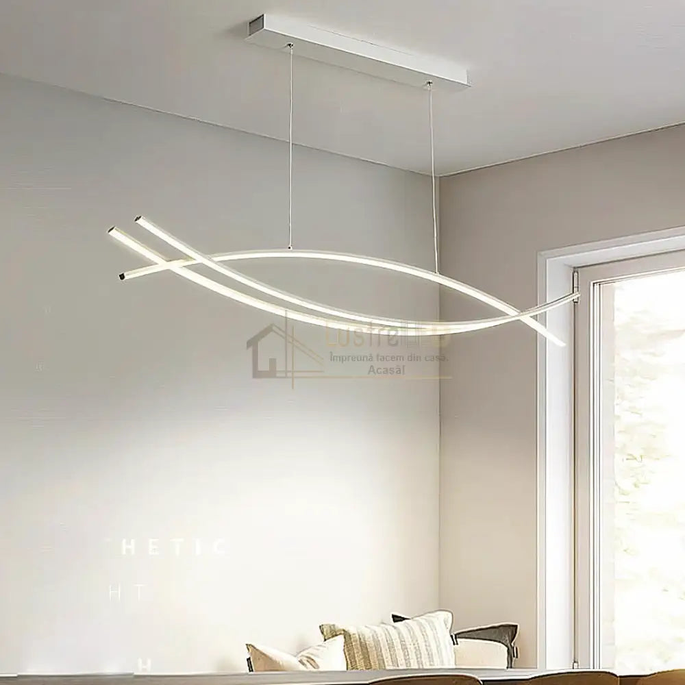 Lustra LED 80W OFFICE Suspendata WHITE cu Telecomanda WHITE / 120CM / SUSPENDATE Lighting Fixtures