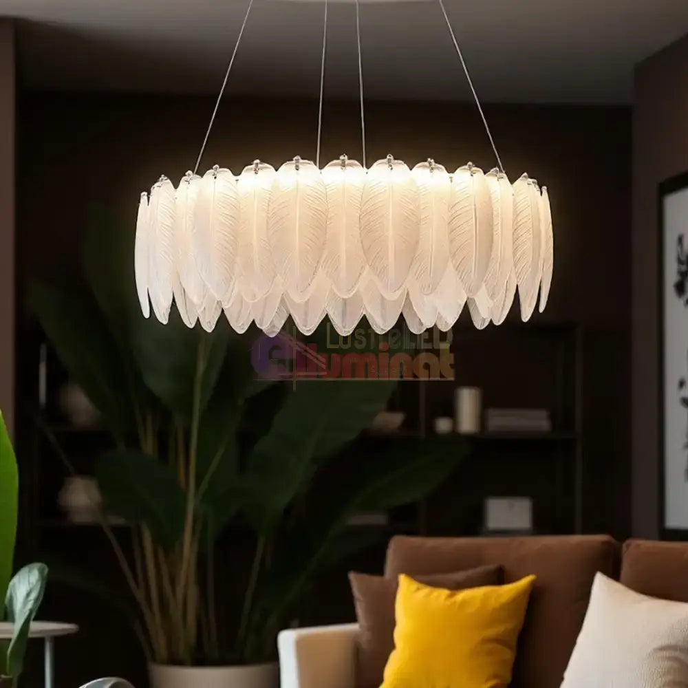 Lustra LED Suspendata 96W 50CM Feathers Deluxe Echivalent 500W lustreled.ro