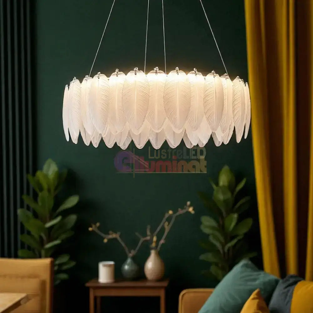 Lustra LED Suspendata 96W 50CM Feathers Deluxe Echivalent 500W lustreled.ro