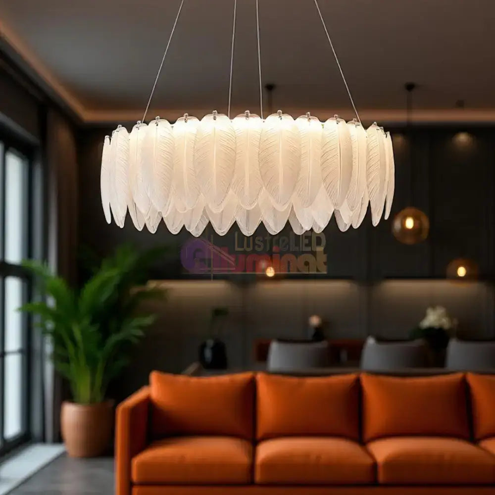 Lustra LED Suspendata 96W 50CM Feathers Deluxe Echivalent 500W lustreled.ro