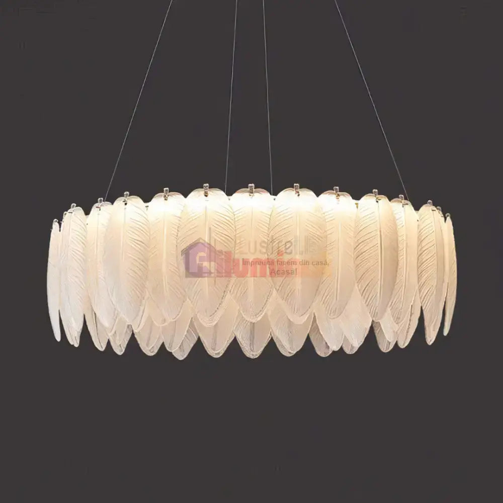 Lustra LED Suspendata 96W 50CM Feathers Deluxe Echivalent 500W lustreled.ro