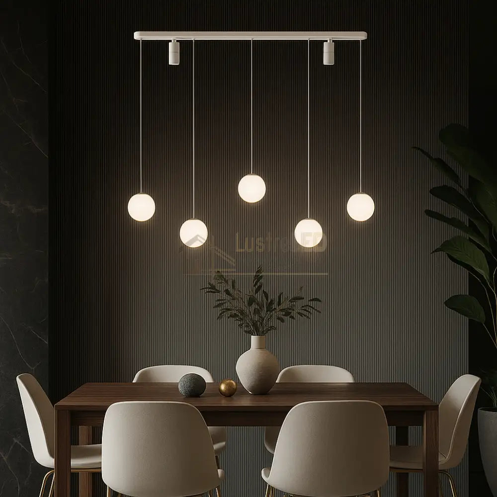 Lustra LED Suspendata Abajur cu 2 Spoturi KERU White Echivalent 200W Telecomanda Alb led ceiling light