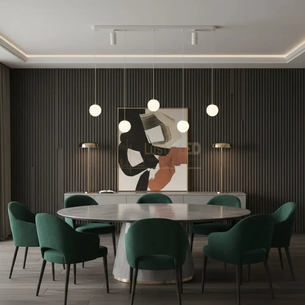 Lustra LED Suspendata Abajur cu 2 Spoturi KERU White Echivalent 200W Telecomanda Alb led ceiling light