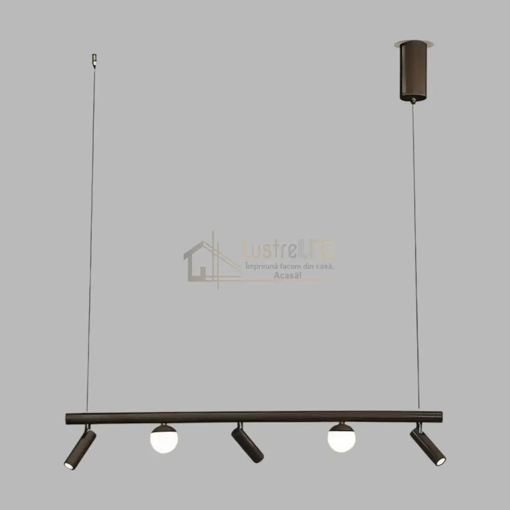 Lustra LED Suspendata Abajur cu 3 Spoturi MELI Black Echivalent 90W Telecomanda Negru led ceiling light