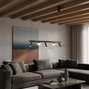 Lustra LED Suspendata Abajur cu 3 Spoturi MELI Black Echivalent 90W Telecomanda Negru led ceiling light