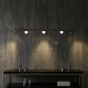 Lustra LED Suspendata Abajur cu 4 Spoturi MELI Black Echivalent 150W Telecomanda Negru led ceiling light