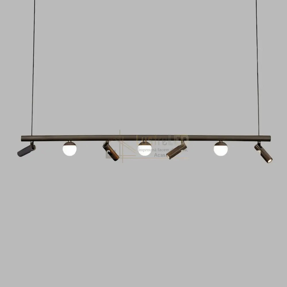 Lustra LED Suspendata Abajur cu 4 Spoturi MELI Black Echivalent 150W Telecomanda Negru led ceiling light