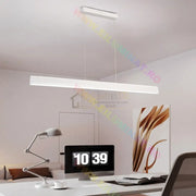 Lustra Led Suspendata Alba 120Cm Liniara Echivalent 400W Telecomanda Lighting Fixtures