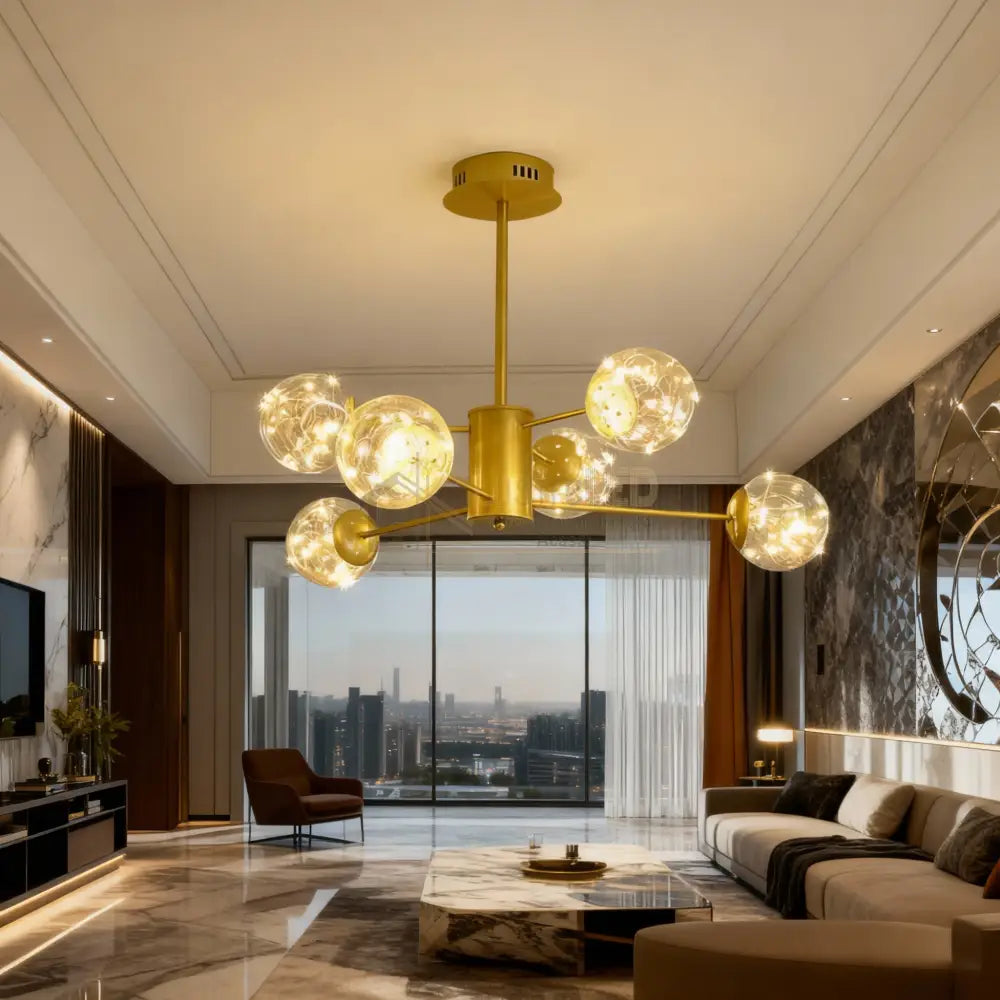 Lustra LED Suspendata Arlio Gold Echivalent 130W AURIE Chandeliers