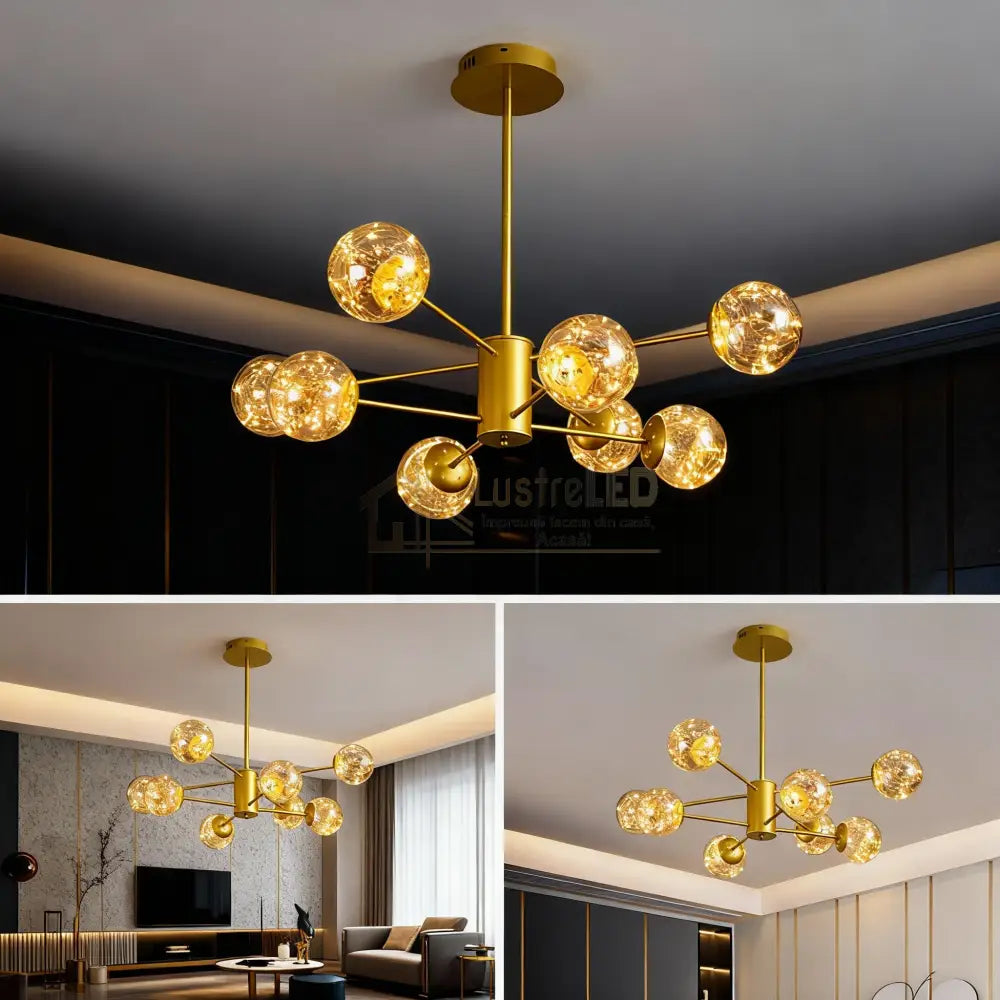 Lustra LED Suspendata Arlio Gold Echivalent 180W AURIE Lighting Fixtures