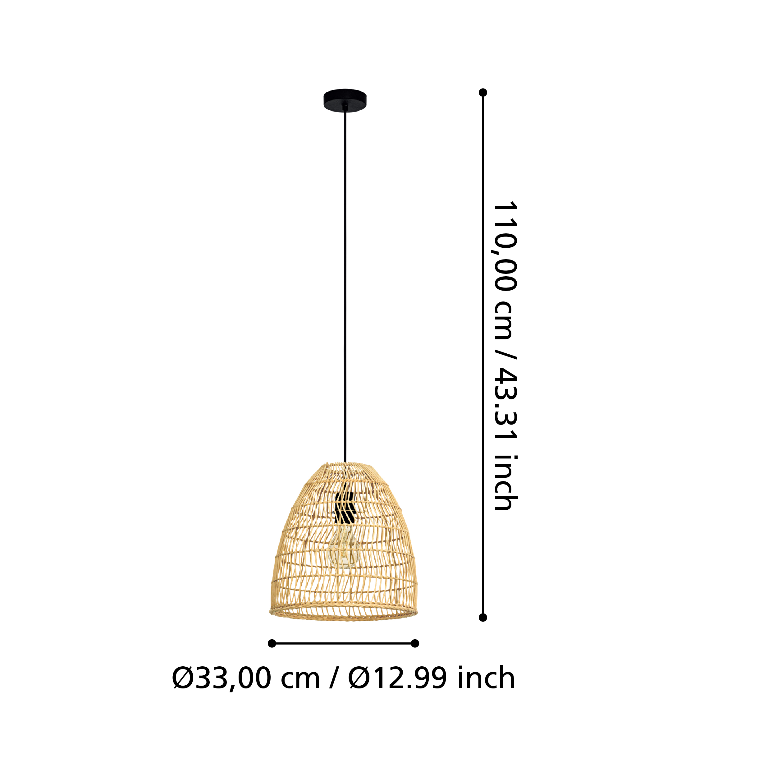 Lustra LED Suspendata AYESGARTH EGLO 43866 LEMN / SUSPENDATE Lighting Fixtures