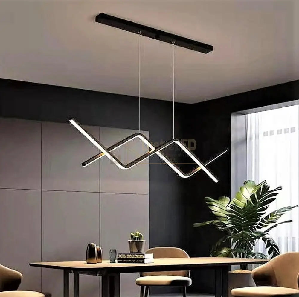 Lustra Led 56W Suspendata Black Lines Telecomanda Lighting Fixtures