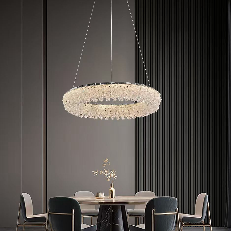 Lustra LED Suspendata Chrome Crystal Sponge 1 Segment Rotund Resigilat R3