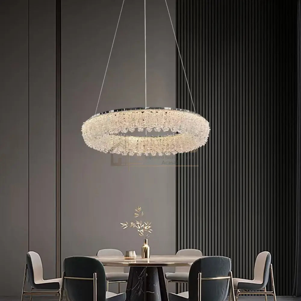 Lustra LED Suspendata Chrome Crystal Sponge 1 Segment Rotund