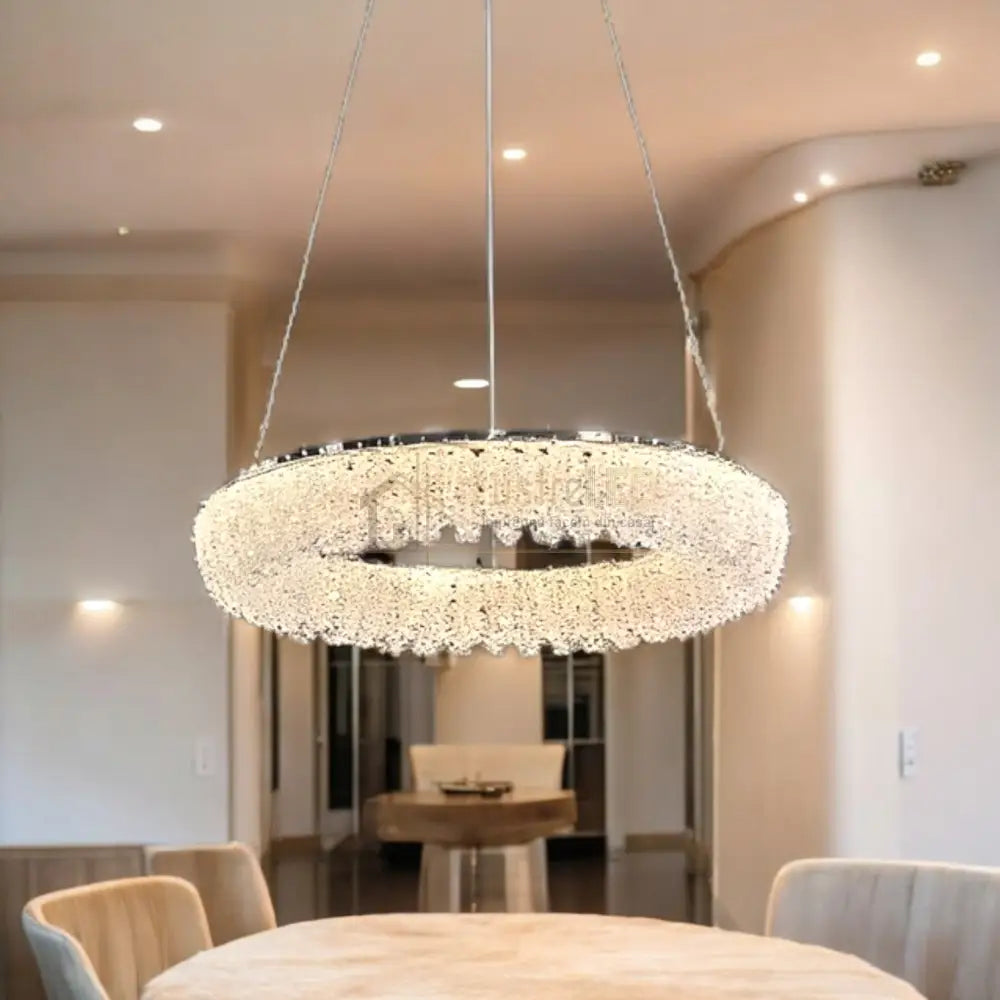 Lustra LED Suspendata Chrome Crystal Sponge 1 Segment Rotund