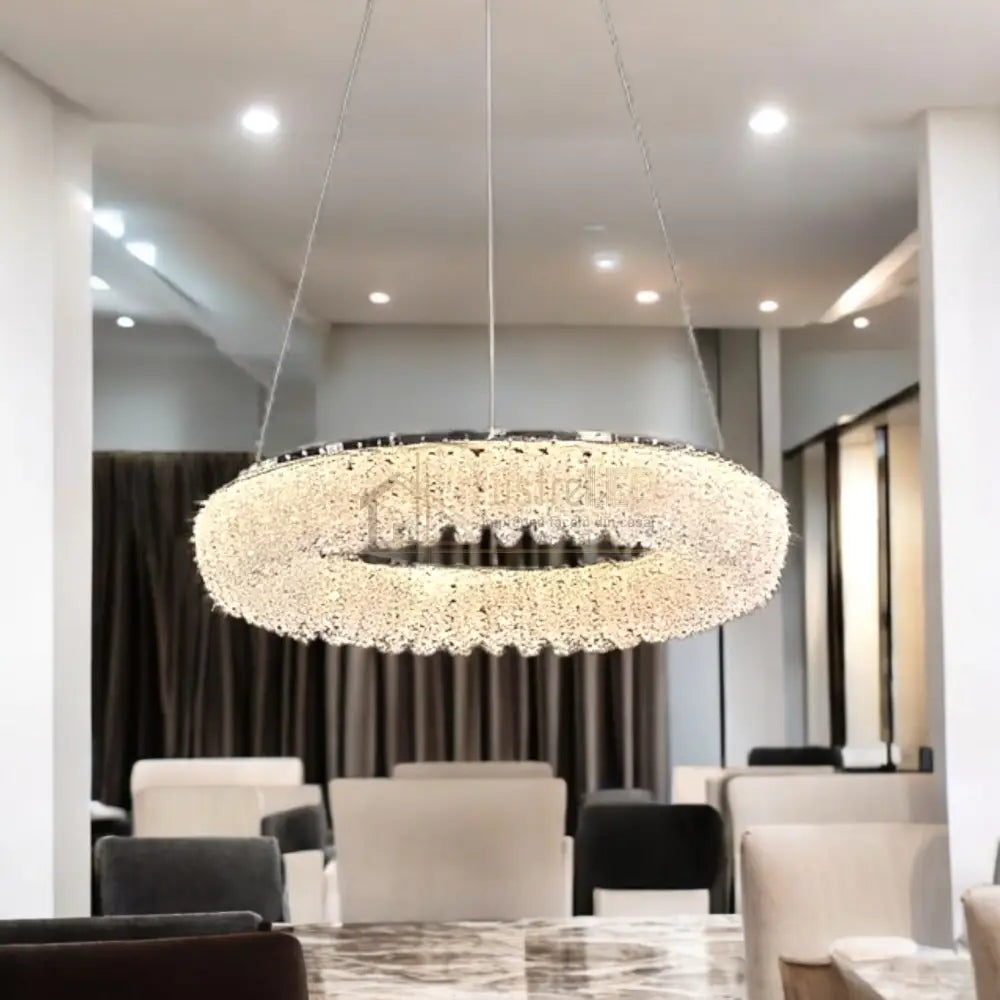 Lustra LED Suspendata Chrome Crystal Sponge 1 Segment Rotund