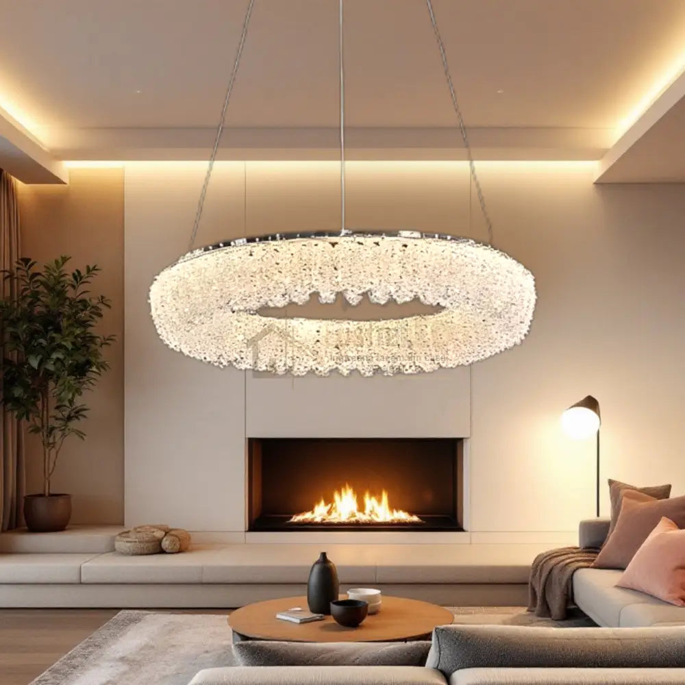 Lustra LED Suspendata Chrome Crystal Sponge 1 Segment Rotund