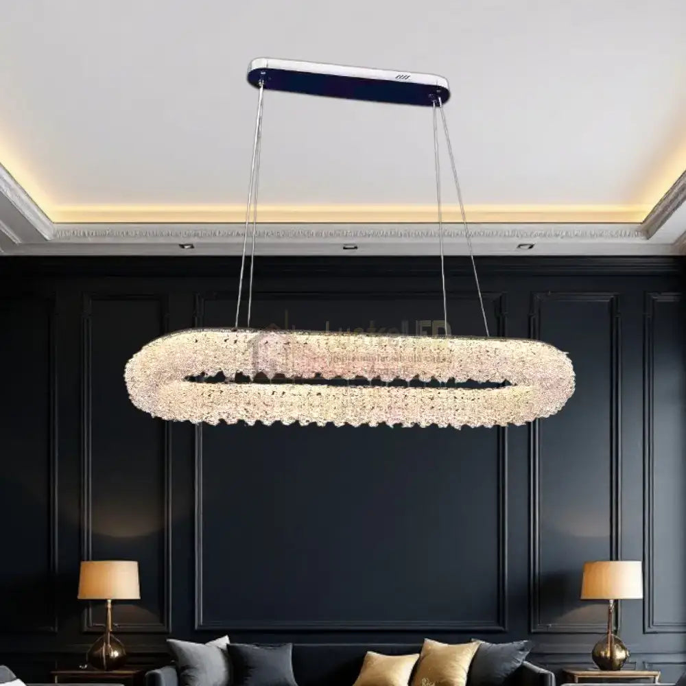 Lustra LED Suspendata 100W Chrome Crystal Sponge 80x30cm CRISTAL / AURIE Ceiling Light Fixtures
