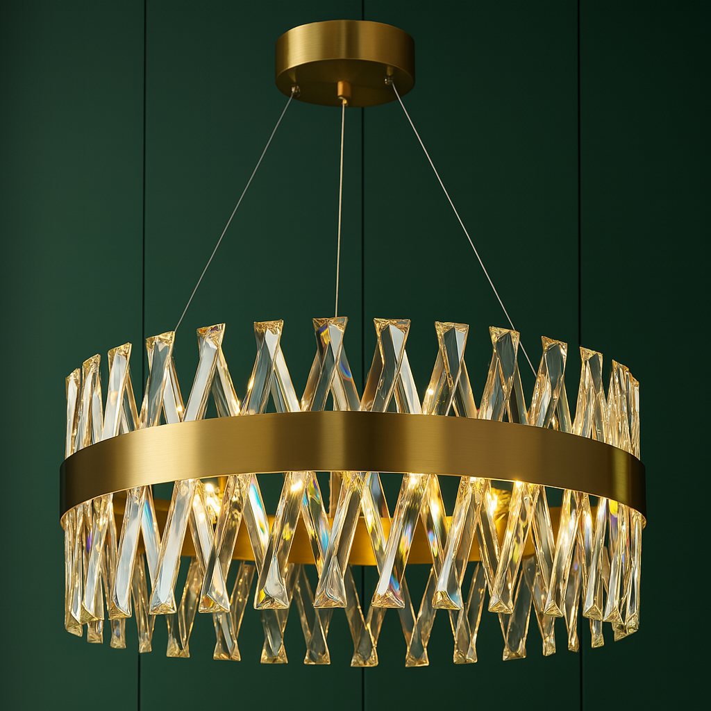 Lustra LED Suspendata Bijoux Gold Cristal Telecomanda 40CM