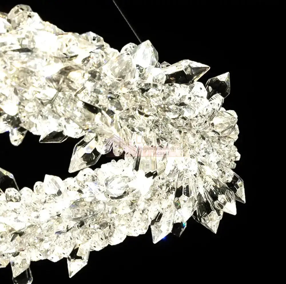 Lustra Led Suspendata Cristal Luxury Frozen 2 Segmente Lighting Fixtures