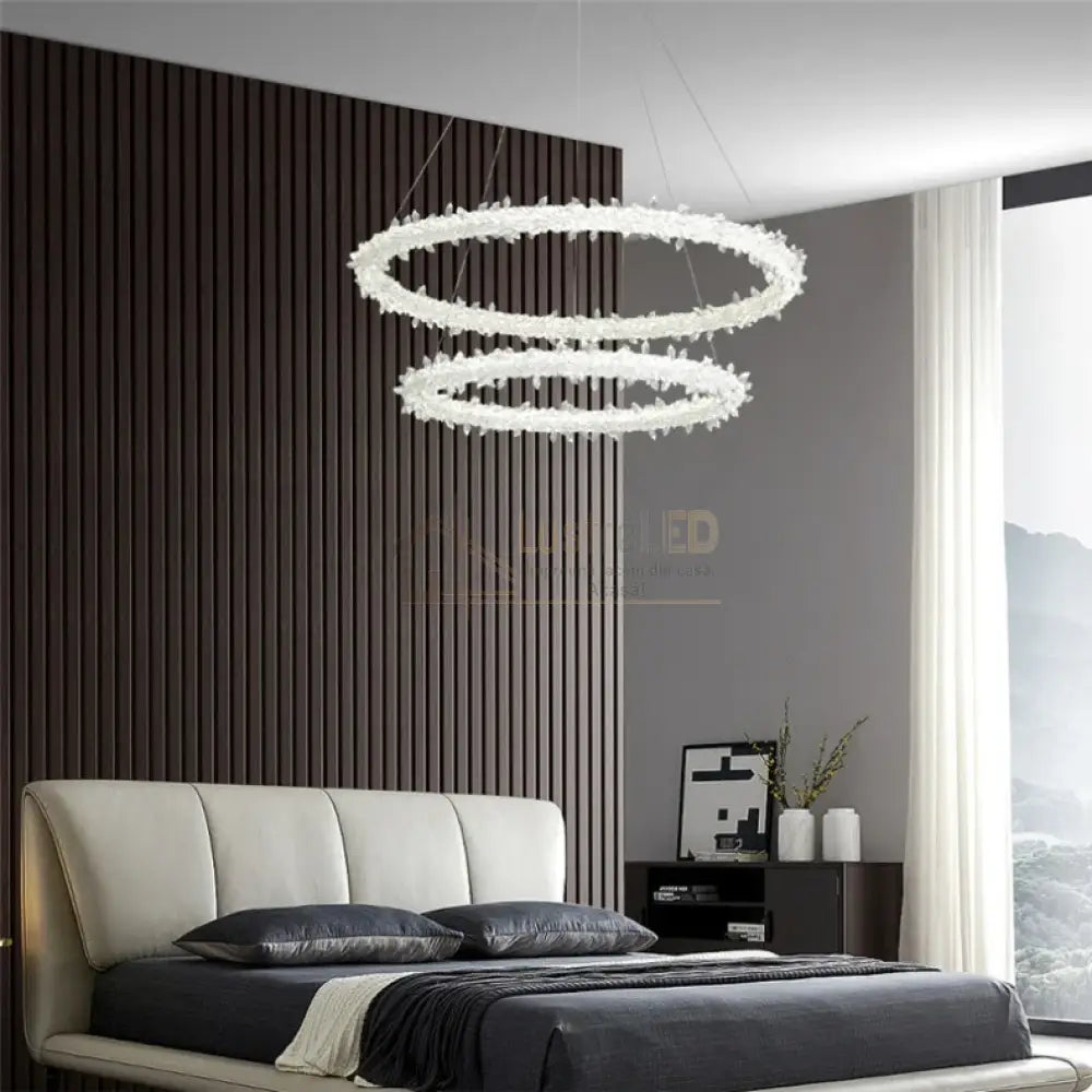 Lustra Led Suspendata Cristal Luxury Frozen 2 Segmente Lighting Fixtures