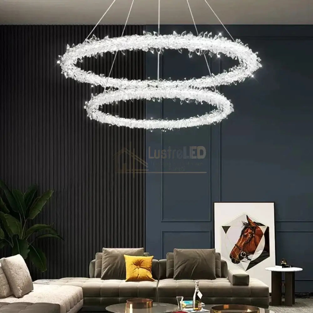 Lustra Led Suspendata Cristal Luxury Frozen 2 Segmente Lighting Fixtures