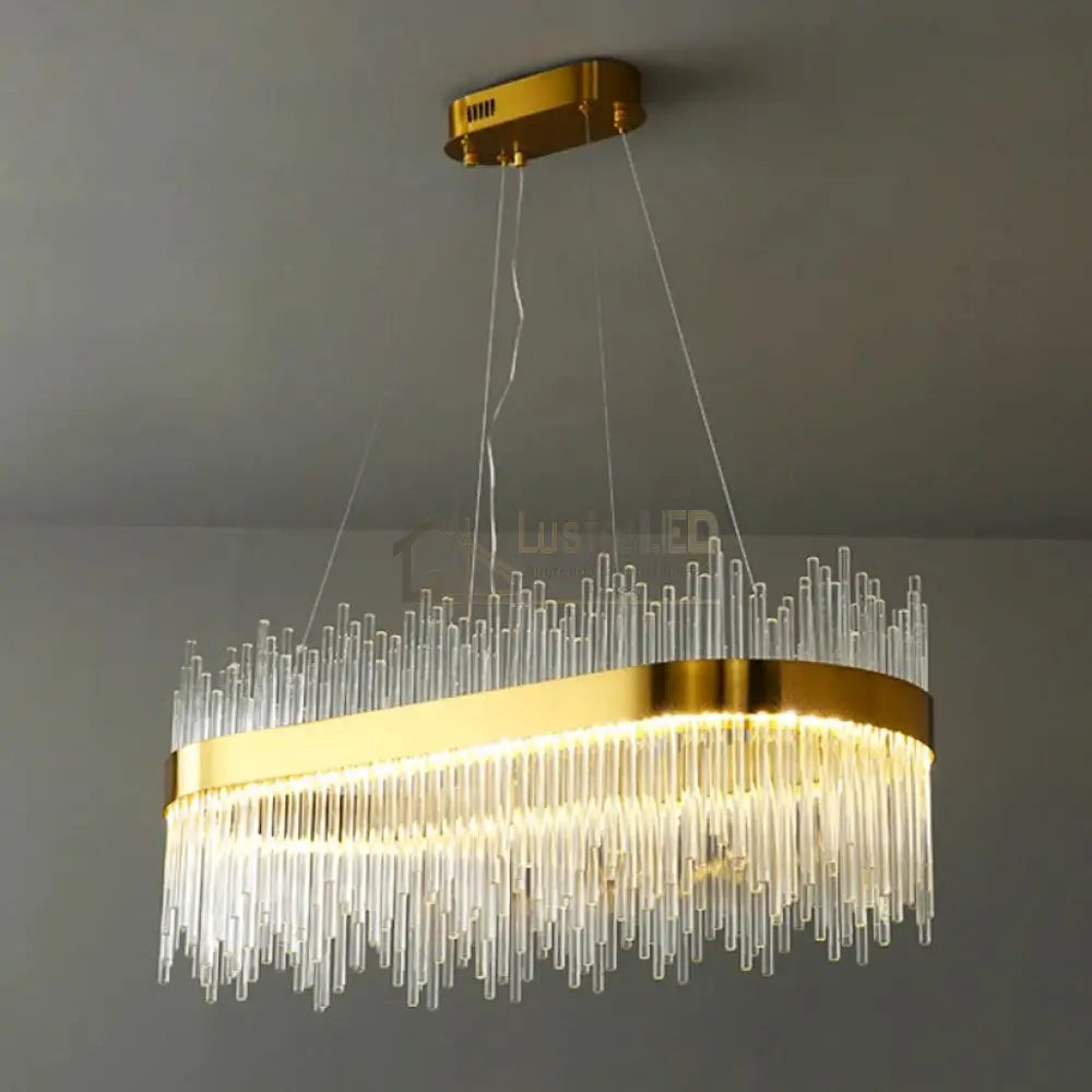 Lustra Led Suspendata Crown Gold Cristal 80X30Cm Echivalent 600W Telecomanda Chandeliers Crystal