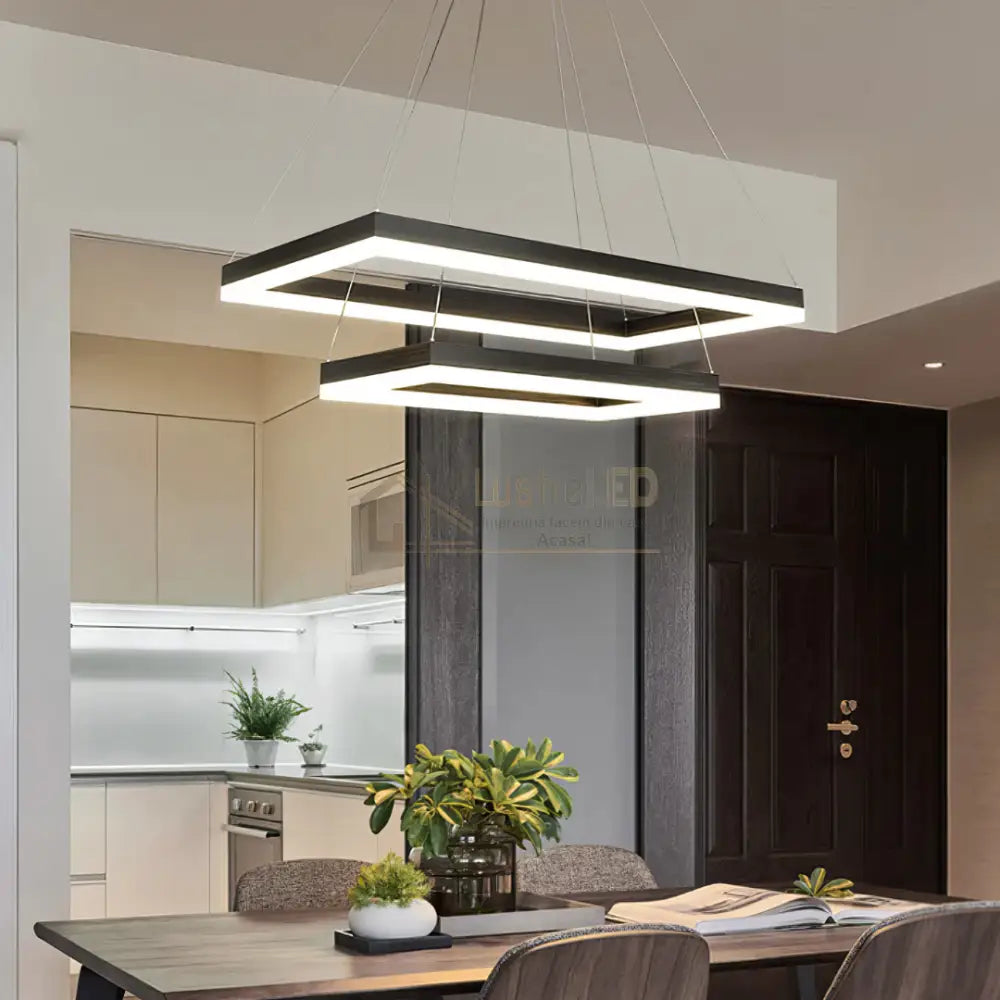 Lustra LED Suspendata Black 120cm Liniara Echivalent 400W Telecomanda (Copy) lustreled.ro