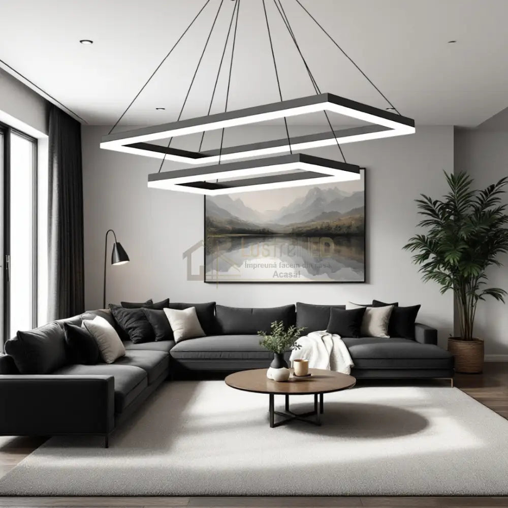 Lustra LED Suspendata Black 120cm Liniara Echivalent 400W Telecomanda (Copy) lustreled.ro