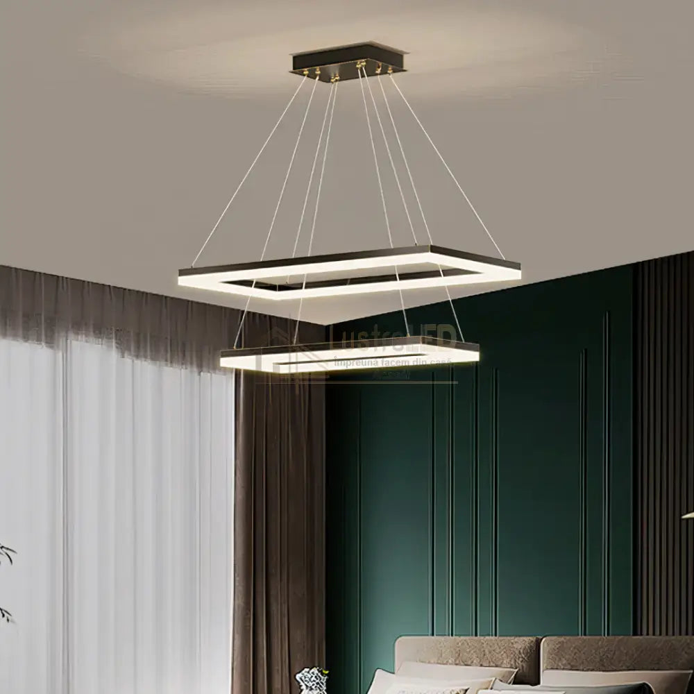 Lustra LED Suspendata Black 120cm Liniara Echivalent 400W Telecomanda (Copy) lustreled.ro
