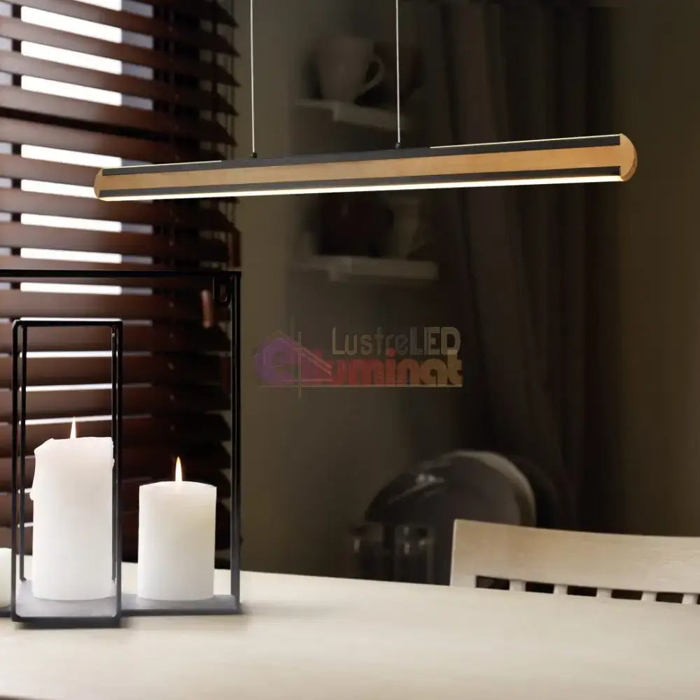 Lustra LED Suspendata DEACON Wood Echivalent 500W lustreled.ro