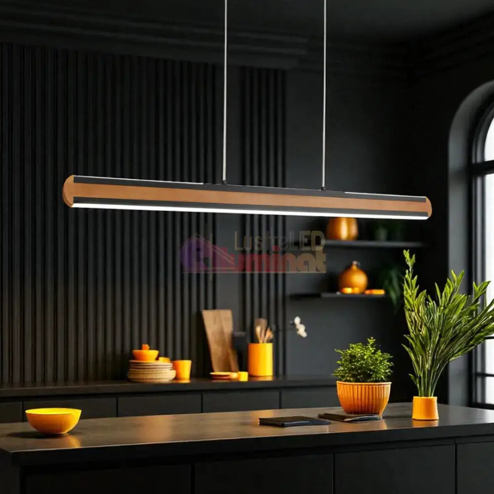 Lustra LED Suspendata DEACON Wood Echivalent 500W lustreled.ro