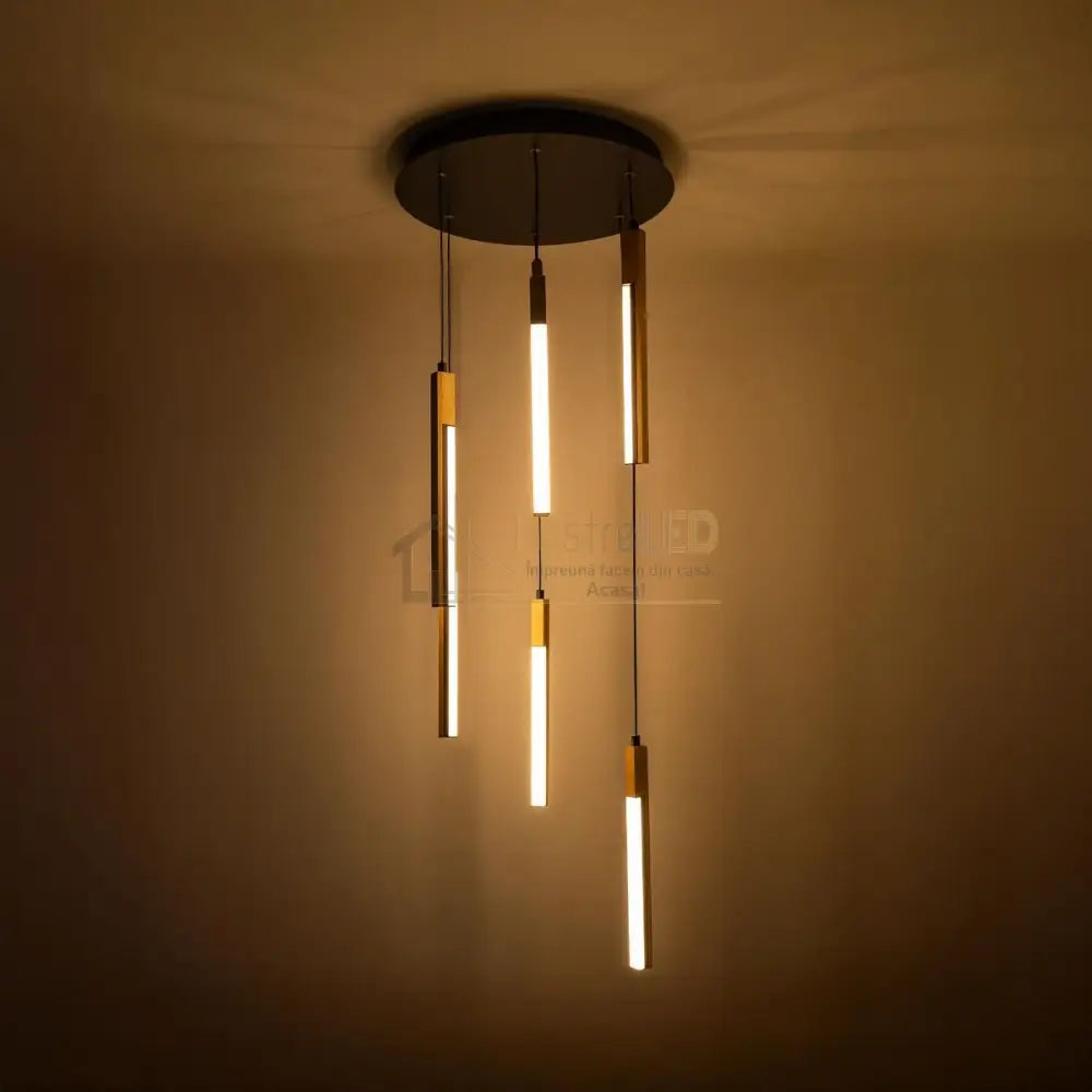 Lustra LED Suspendata ELIOT Lemn Design Echivalent 300W lustreled.ro