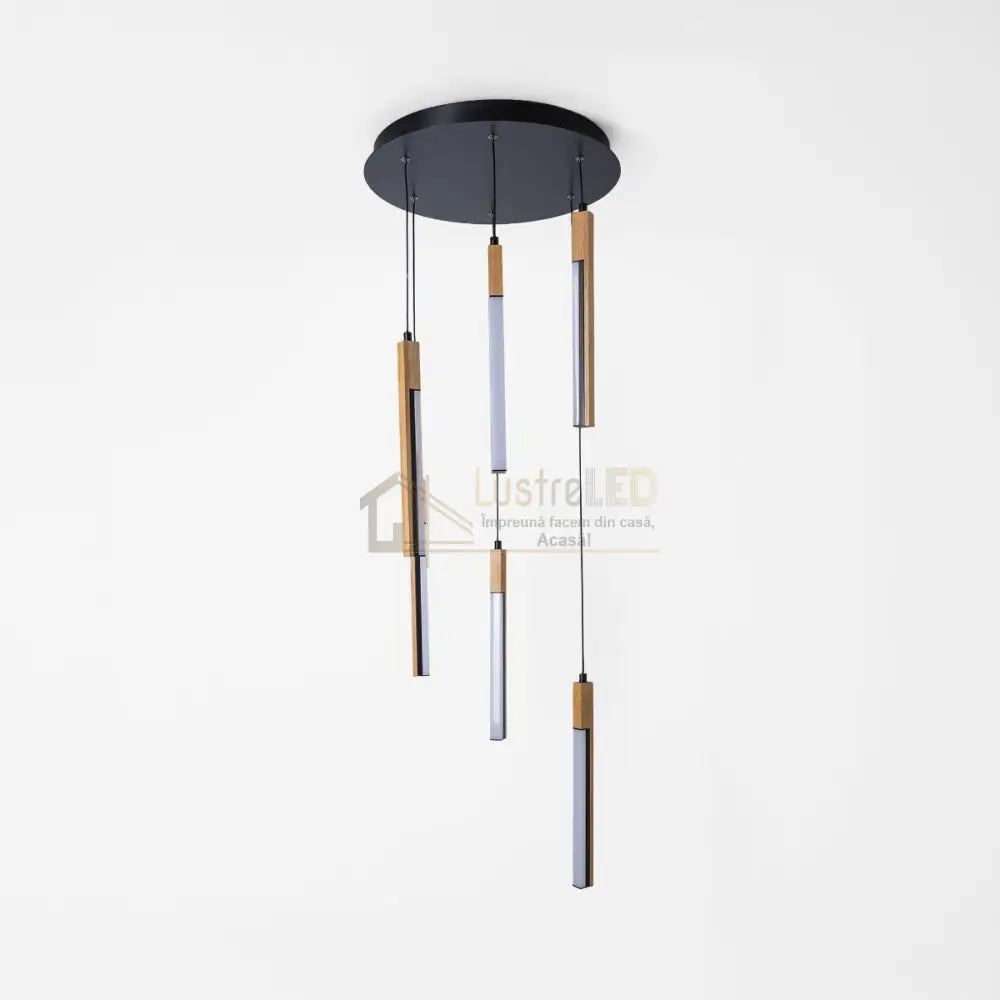 Lustra LED Suspendata ELIOT Lemn Design Echivalent 300W lustreled.ro