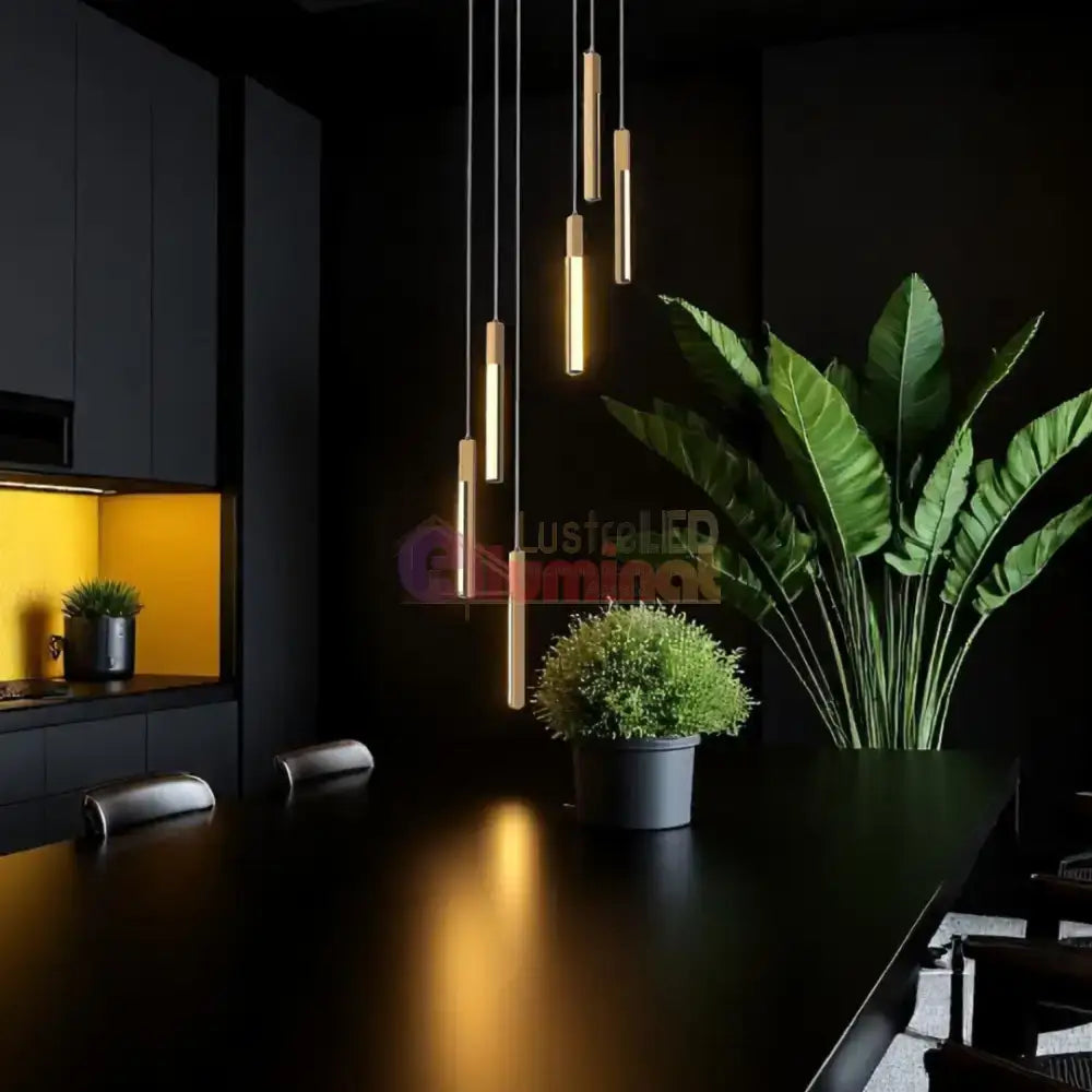 Lustra LED Suspendata ELIOT Lemn Design Echivalent 300W lustreled.ro