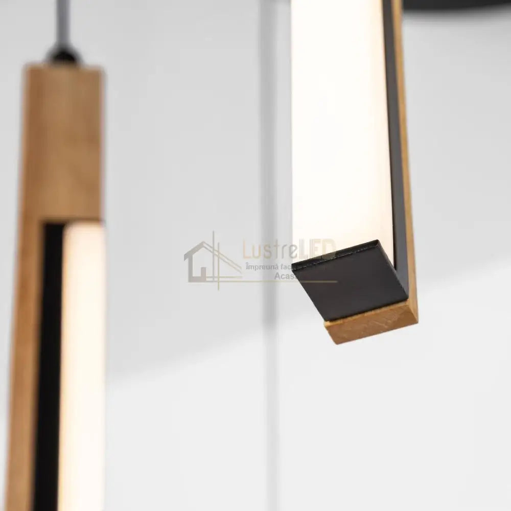 Lustra LED Suspendata ELIOT Lemn Design Echivalent 300W lustreled.ro