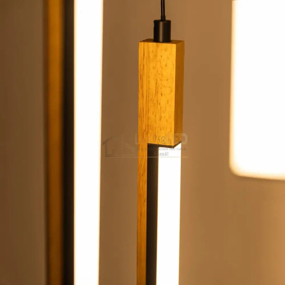 Lustra LED Suspendata ELIOT Lemn Design Echivalent 300W lustreled.ro