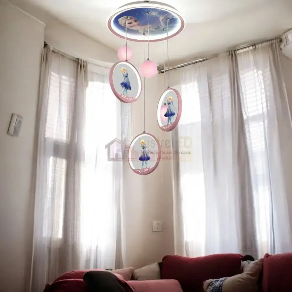 Lustra LED Suspendata ELSA Echivalent 400W Telecomanda ROZ / KIDS Lighting Fixtures
