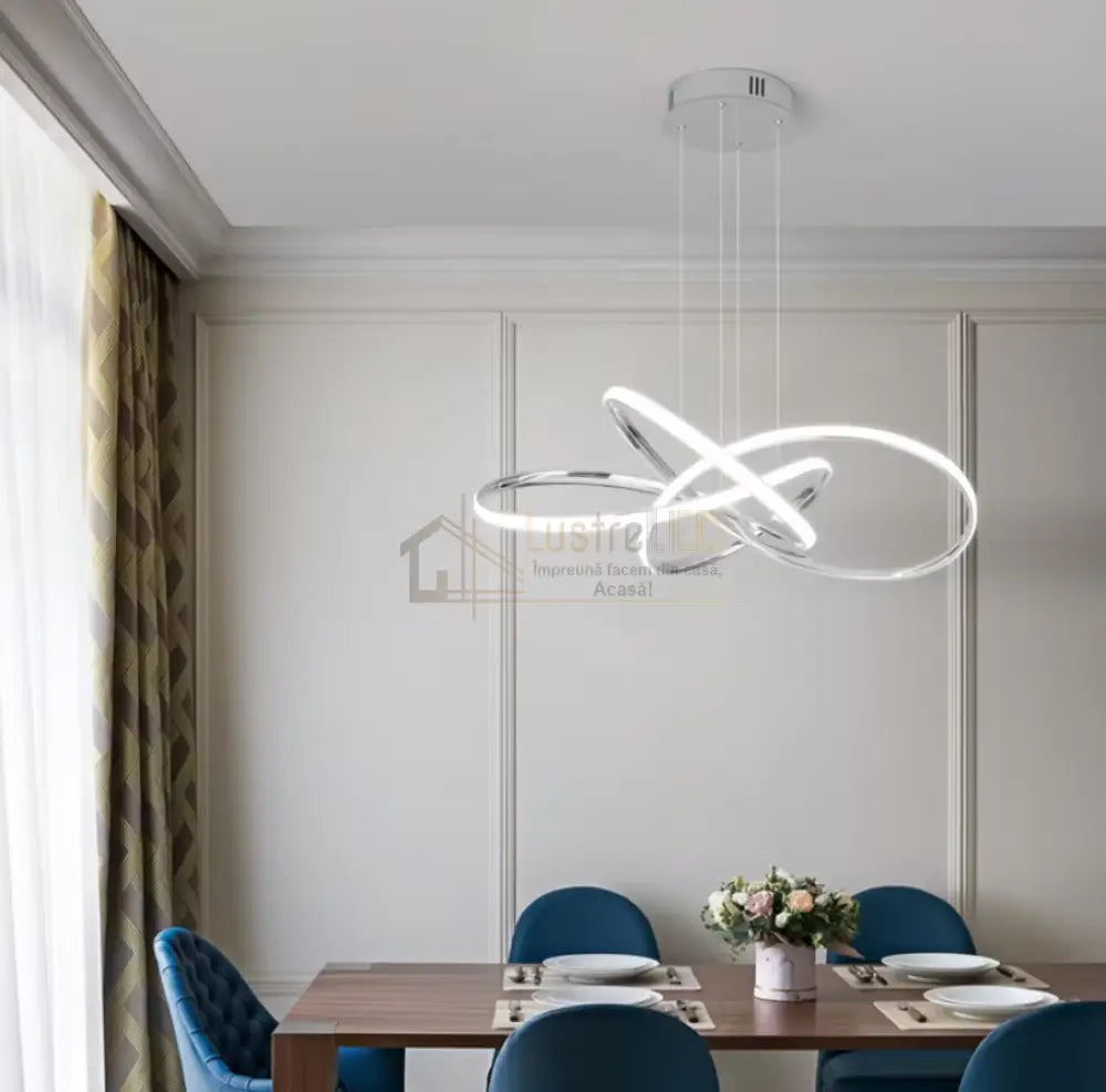 Lustra Led Suspendata Eternity Chrome Echivalent 800W Telecomanda Lighting Fixtures