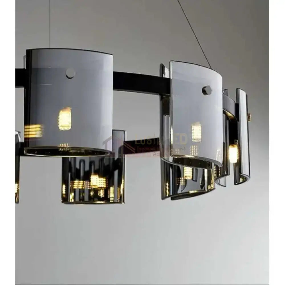 Lustra LED G9X6 Modern Black Glass NEAGRA / SUSPENDATE Lighting Fixtures