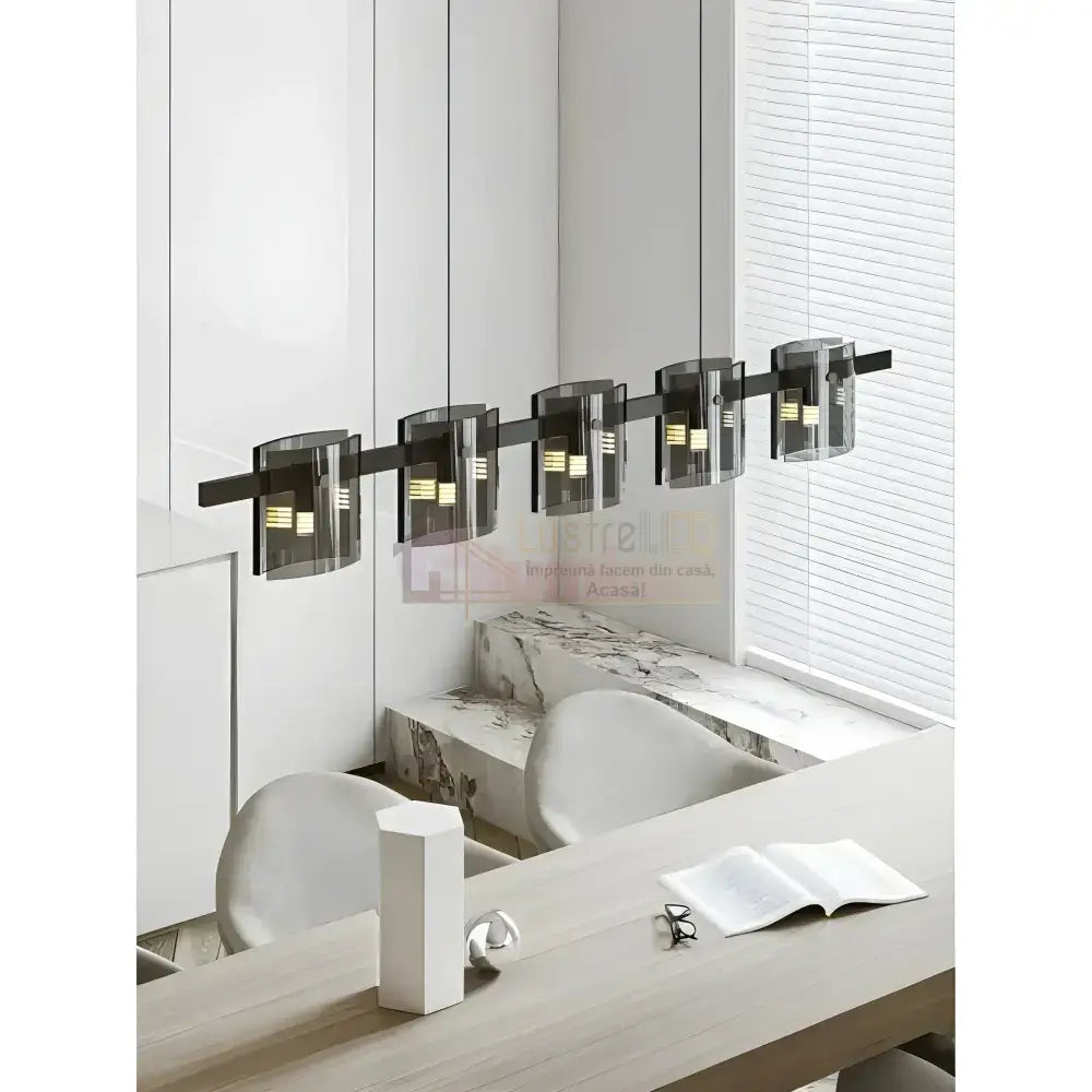 Lustra LED Suspendata Faye G9x5 Modern Black Glass NEAGRA / SUSPENDATE Lighting Fixtures