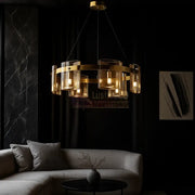 Lustra LED Suspendata Faye G9X6 Modern Gold Glass AURIE / SUSPENDATA Chandeliers Crystal
