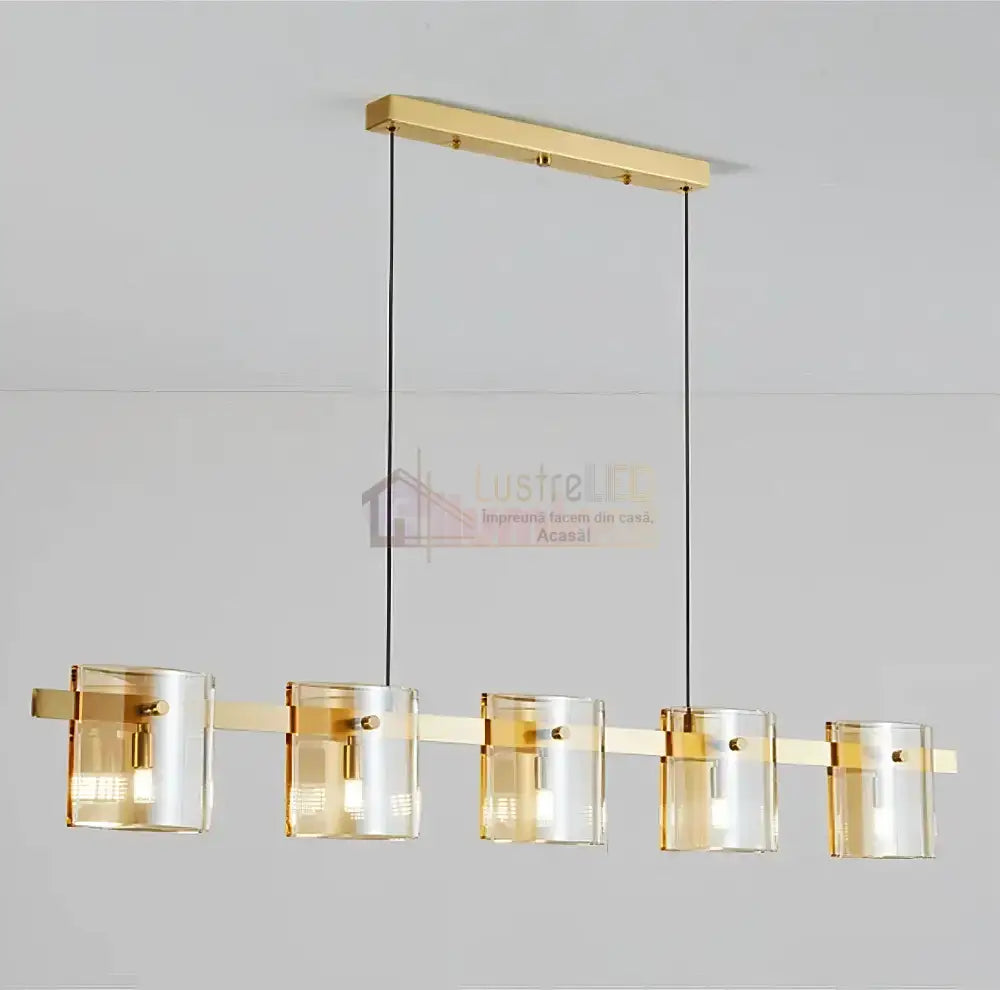 Lustra LED Suspendata Faye G9x5 Modern Gold Glass AURIE / SUSPENDATA Chandeliers Crystal
