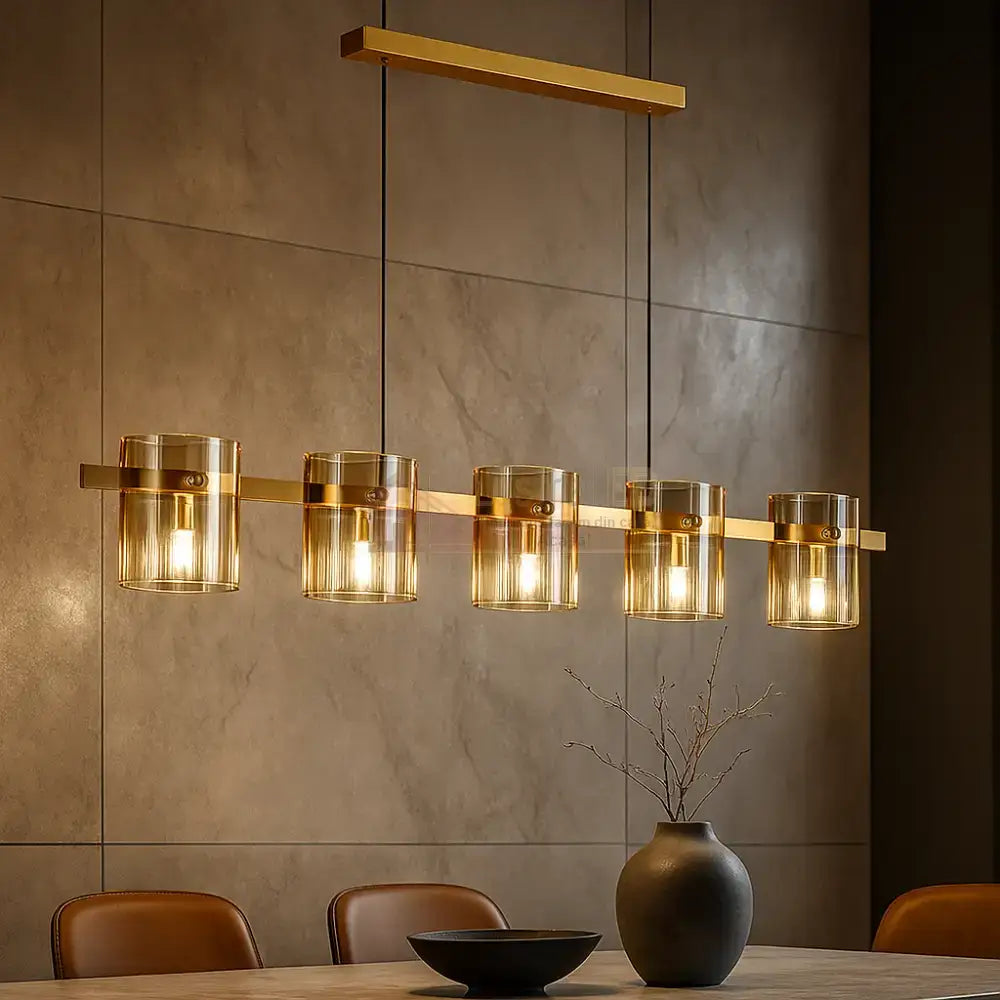 Lustra LED Suspendata Faye G9x5 Modern Gold Glass AURIE / SUSPENDATA Chandeliers Crystal