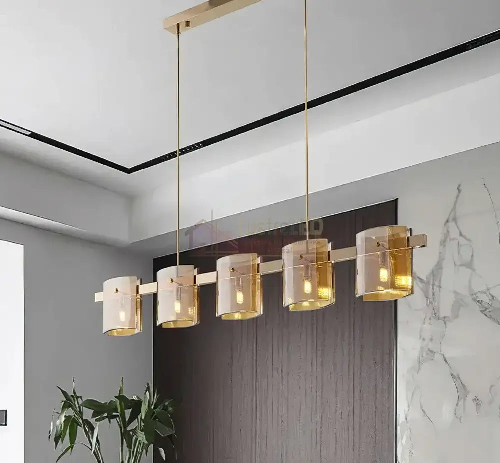 Lustra LED Suspendata Faye G9x5 Modern Gold Glass AURIE / SUSPENDATA Chandeliers Crystal
