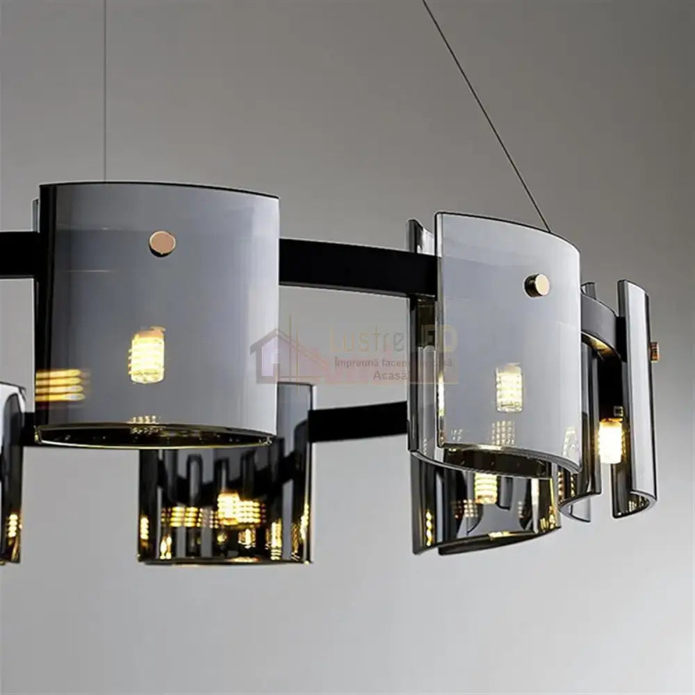Lustra LED Suspendata Faye G9X9 Modern Black Glass NEAGRA / SUSPENDATE Lighting Fixtures