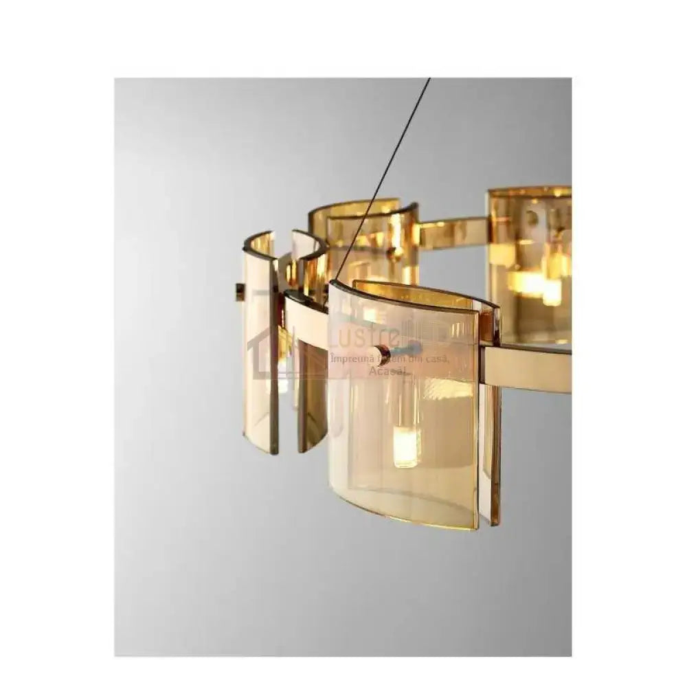 Lustra LED Suspendata Faye G9X9 Modern Gold Glass AURIE / SUSPENDATA Chandeliers Crystal