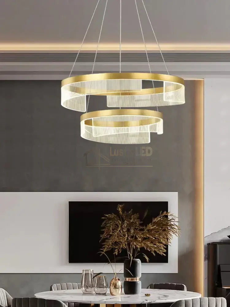 Lustra Led Suspendata Galaxy Gold 2 Segmente Echivalent 600W Lighting Fixtures