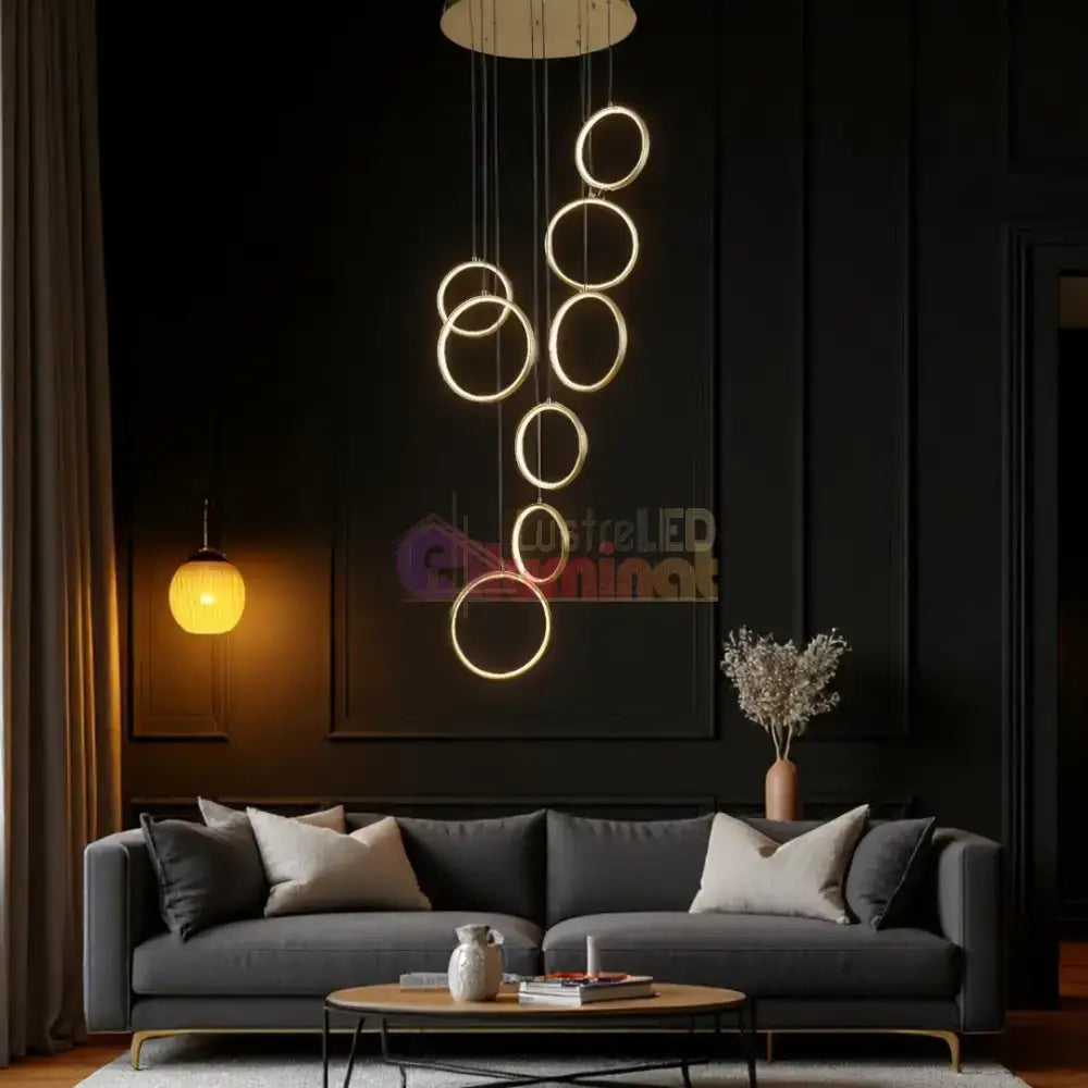 Lustra LED Suspendata GOLD Lightman lustreled.ro